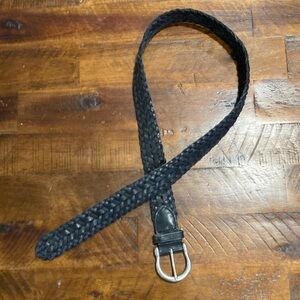 vintage Black leather braided belt S
